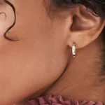 14k Star setting Minimal Natural Diamond Hoops - Image 2