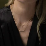 14K Solid Gold Morse Code Lab-Grown Diamond Necklace - Image 2