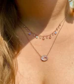 Moonstone And Natural Diamond Teardrop Necklace - Image 2