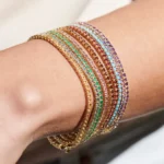 18k Solid Gold Prong Setting Emerald Tennis Emerald Bracelet for Women - Image 9