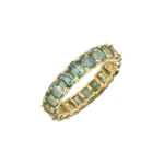 18K Solid Gold Green Sapphire Emerald Cut Eternity Band - Image 2