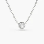 14K 0.20-0.50 ctw Bezel Set Natural Diamond Solitaire Necklace - Image 3