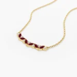 14K Solid Gold Slanted Ruby and Diamond Necklace for women - Image 3