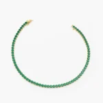 18k Solid Gold Prong Setting Emerald Tennis Emerald Bracelet for Women - Image 2