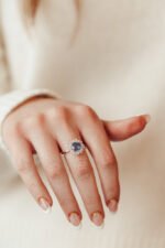 14K Solid Gold And Sapphire Halo Ring - Image 4