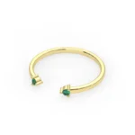 14K Solid Gold Natural Emerald Cuff Ring - Image 5