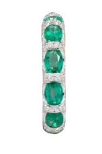 18K Solid Gold Natural Emerald and Diamond Eternity Band - Image 2