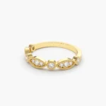 18K Solid Gold Vintage Style Diamond Wedding Ring - Image 4