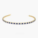 18k Solid Gold Prong Setting Diamond and Sapphire Tennis Bracelet