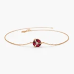 18k Solid Gold Marquise Ruby Cluster Bracelet - Image 7