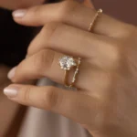 Threaded Ring with Halo, 2ct. Oval Cut Moissanite Diamond - Image 2