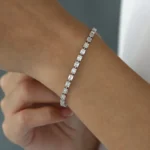 14K Baguette and Round Diamond Illusion Setting Tennis Bracelet - Image 2