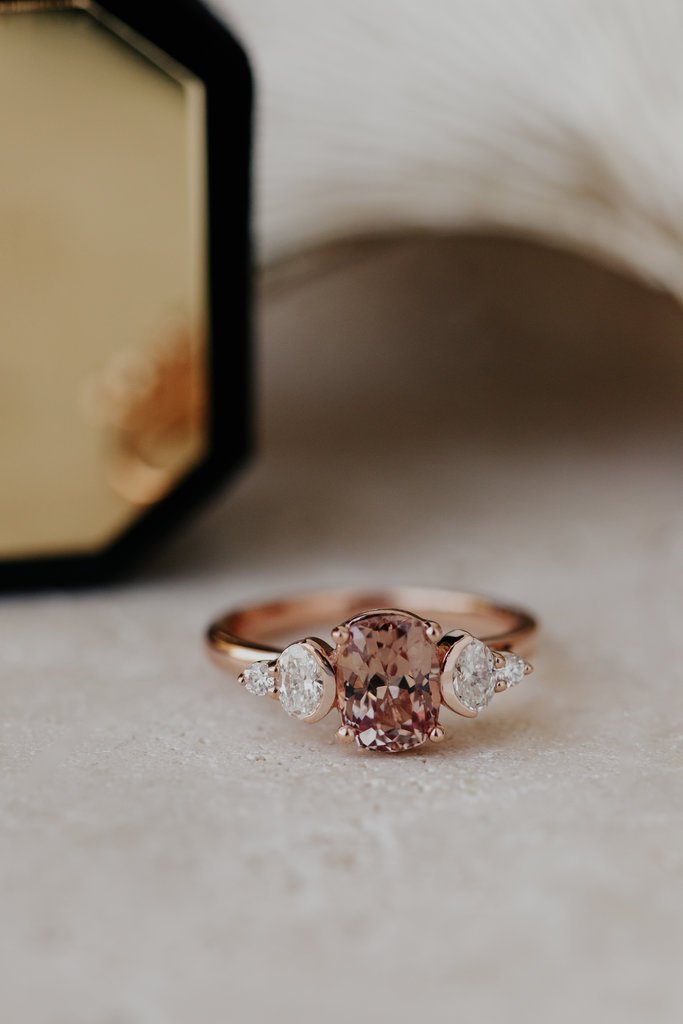 400548_26c2f6c2a016438c82c3de96919bef2cmv2.jpg 14k Solid Gold 1.74 ct Long Cushion Deep Pink Garnet Ring - Image 1