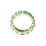 14K Solid Gold Emerald And Diamond Emerald Cut Eternity Band - Image 4
