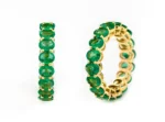18K Solid Gold Oval Shaped Emerald Eternity Band - Image 2