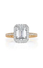 群鑲祖母綠切割莫桑石訂婚戒指 14k金戒指