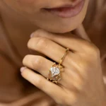 14k Solid Gold Oval Cut Moissanite Diamond Ring - Image 3