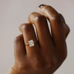 14k Solid Gold Moissanite Diamond Radiant Cut Engagement Ring - Image 9