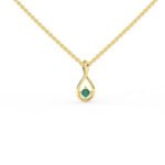 18k Solid Gold Natural Solitaire Emerald Necklace - Image 4