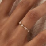 14K Solid Gold  Hexagon Migraine Setting Five Stone Diamond Ring