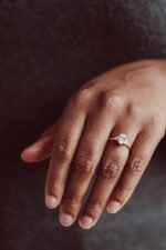 14k Solid Gold  Moissanite Diamond Pear Ring - Image 6