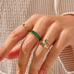 18K Solid Gold Open Emerald Ring - Image 4