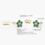 18k Solid Gold Emerald and Lab-Grown Diamond Flower Studs - Image 5