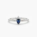 18K Solid Gold Mini Sapphire and Diamond Ring - Image 4