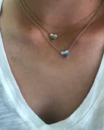 14K Solid Gold Small Ombre Heart Necklace - Image 2