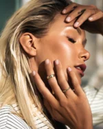 Scattered Natural Diamond Band, 14k gold wedding band for women - Image 4