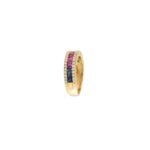 14K Solid Gold Multi Colored Sapphire and Diamond Band - Image 7