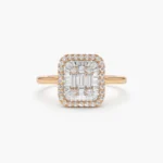 18K Solid Gold Unique Baguette Diamond Statement Ring - Image 4