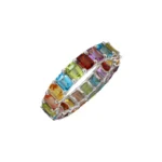 14K Solid Gold Rainbow Emerald Cut Eternity Band - Image 3