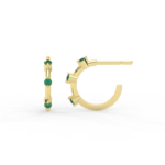 18k Solid Gold 1.5 MM Natural Emerald Hoop Earrings
