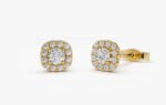 Halo Moissanite Diamond Studs in 18karat Gold