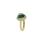 18K Solid Gold Jade And Diamond Heart Ring - Image 5