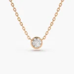 14K 0.20-0.50 ctw Bezel Set Natural Diamond Solitaire Necklace - Image 7