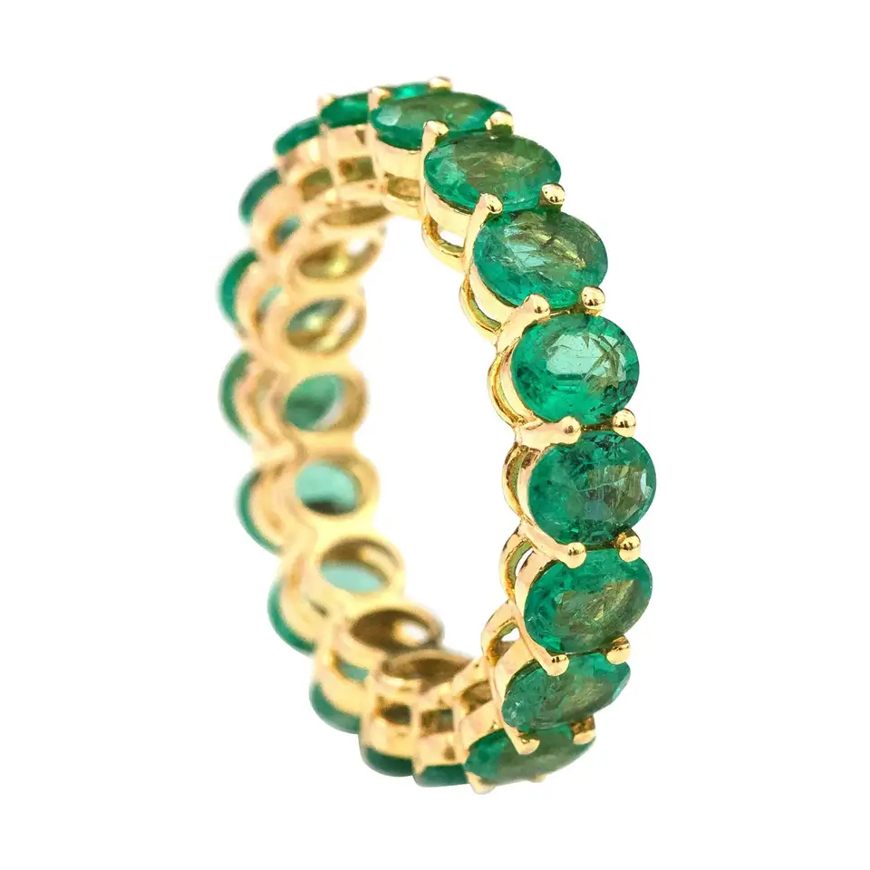 400548_49dfb9d02709427ca28691dc5f1a0c66mv2.webp 18K Solid Gold Oval Shaped Emerald Eternity Band - Image 1