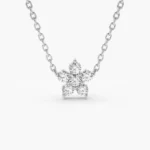 14K Gold Flower Charm Natural Diamond Necklace - Image 5
