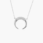 14K Double Horn Natural Diamond Necklace for Women - Image 4