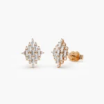 14k Trendy Baguette Diamond Cluster Studs - Image 4