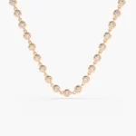 18k Gold Bezel Setting Natural Diamond Tennis Necklace - Image 4