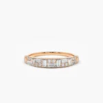 14K Solid Gold Baguette Diamond Stacking Ring - Image 5
