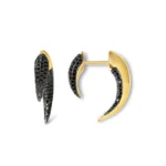 小號黑色天然鑽石角形耳環