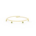 14K Solid Gold Natural Emerald Charm Bracelet - Image 2