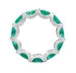 18K Solid Gold Natural Emerald and Diamond Eternity Band - Image 7