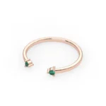 14K Solid Gold Natural Emerald Cuff Ring - Image 2