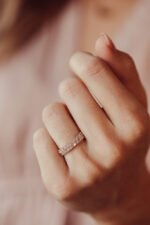 14k Gold Double Row Baguette and Round Moissanite Diamond Band - Image 5