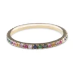 14K Solid Gold Rainbow Sapphire Eternity Band