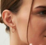 Diamond Hoop Earring 14 Karat Gold - Image 4